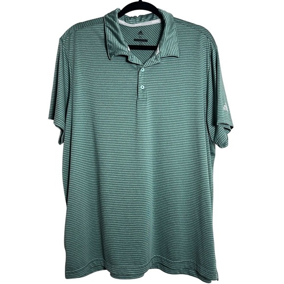 adidas Other - Adidas Golf Mens XL Green Striped Short Sleeve Performance Polo‎ Shirt
